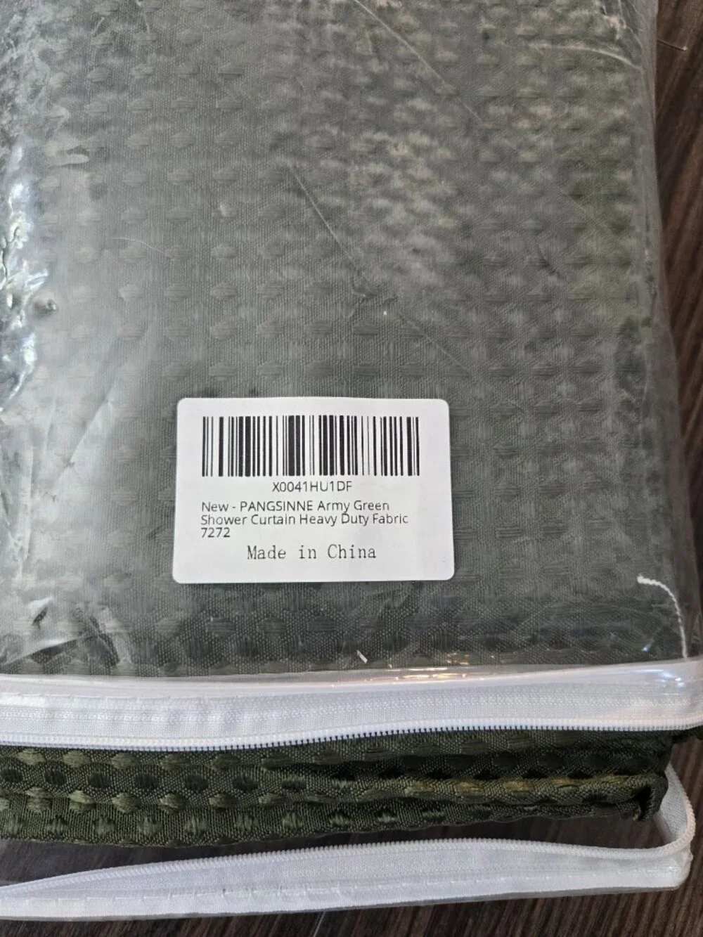 Traditional Style Woven Polyester Forest Green Shower Curtain w/ Hooks NWT